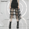 Irregular lotus leaf skirt OPQ-767BQF punk gothic black lace skirt sexy black skirt